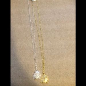 Necklace w/Rhinestone Inlaid Heart Charm